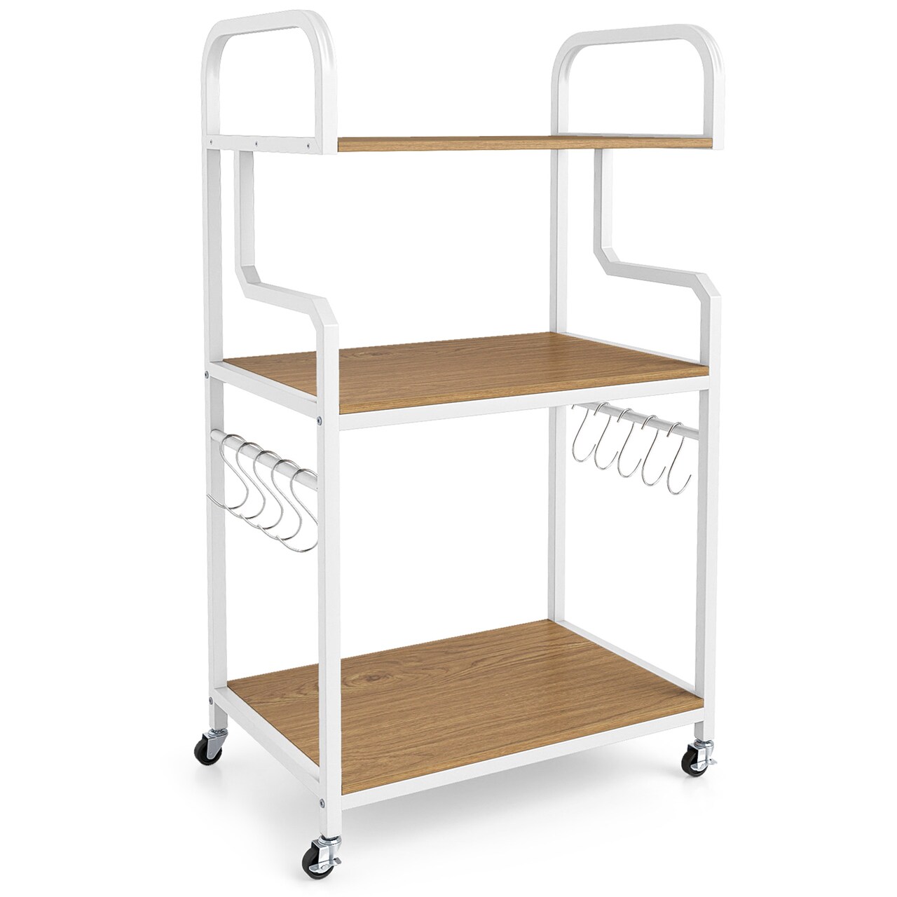 Home Office Rolling Printer Stand 3-Tier with Storage Shelves